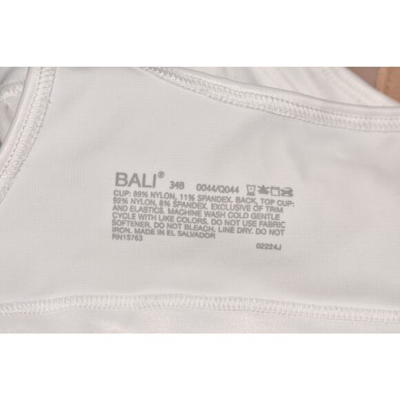 BALI NEW $44 Double Support Soft Touch‎ Back Smoothing Wirefree Bra White 34B - Picture 3 of 3